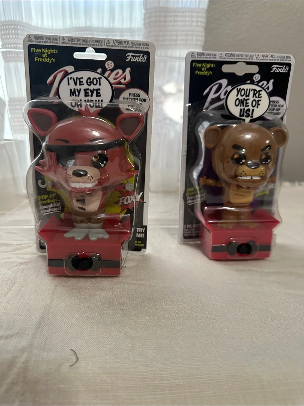 Funko Five Nights at Freddy's Foxy (red) & Freddy (brown) Popsies set NWT